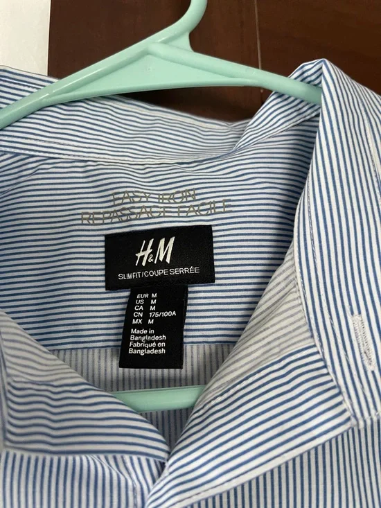 H&M Blue and White Pinstripe Button-Down Shirt - Picture 2 of 5